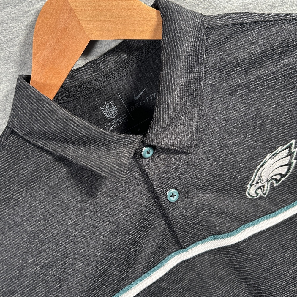 Nike Philadelphia Eagles Polo Shirt Mens M Black NFL Dri Fit On Field Birds NFC